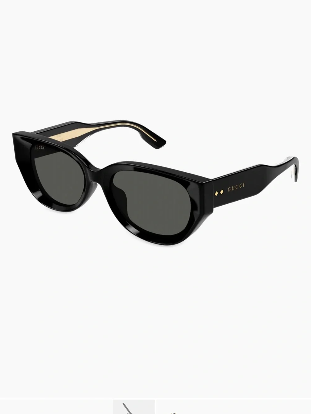 Gucci Black Cat-Eye Sunglasses with Gold Temple Accents